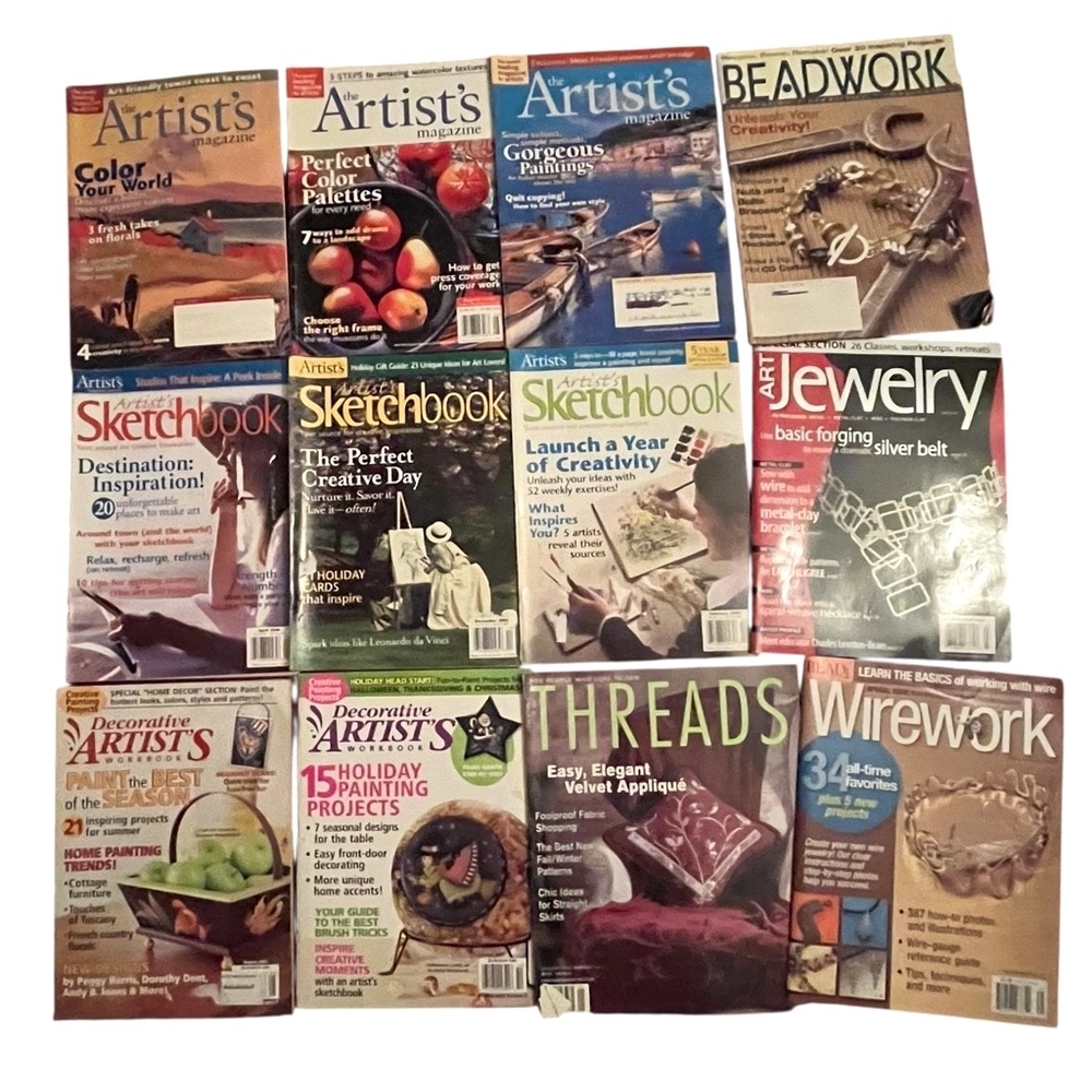 LOT 12 ARTIST'S SKETCHBOOK BEADWORK WIREWORK ART JEWELRY THREADS MAGAZINE CRAFT
